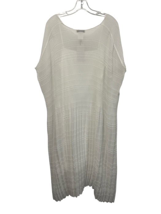 Lafayette 148 Size XXS White Sleeveless Pleated Chiffon Overlay Slip Inc Dress White / XXS