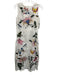 Fanm Mon Size XS White, Pink & Multi Linen Sleeveless Floral Embroidery Dress White, Pink & Multi / XS