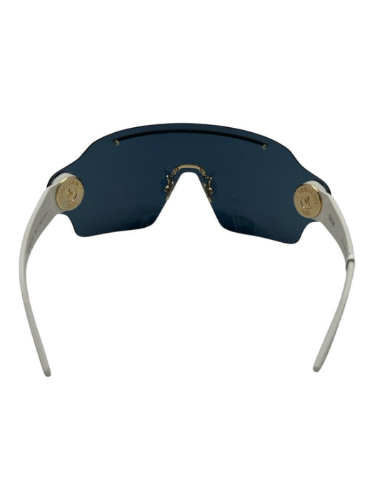 Christian Dior White, Blue & Gold Acetate Large lens Blue Lens Sunglasses White, Blue & Gold