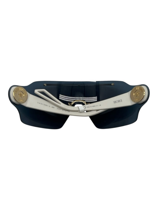 Christian Dior White, Blue & Gold Acetate Large lens Blue Lens Sunglasses White, Blue & Gold