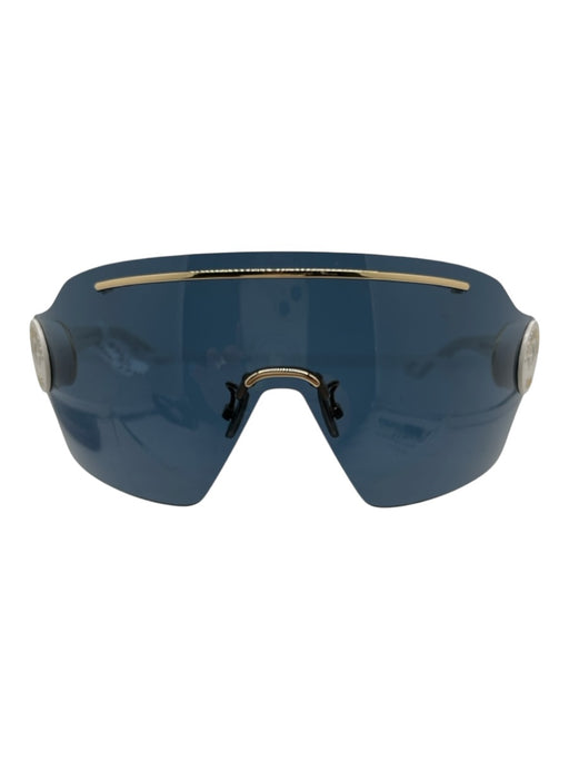 Christian Dior White, Blue & Gold Acetate Large lens Blue Lens Sunglasses White, Blue & Gold