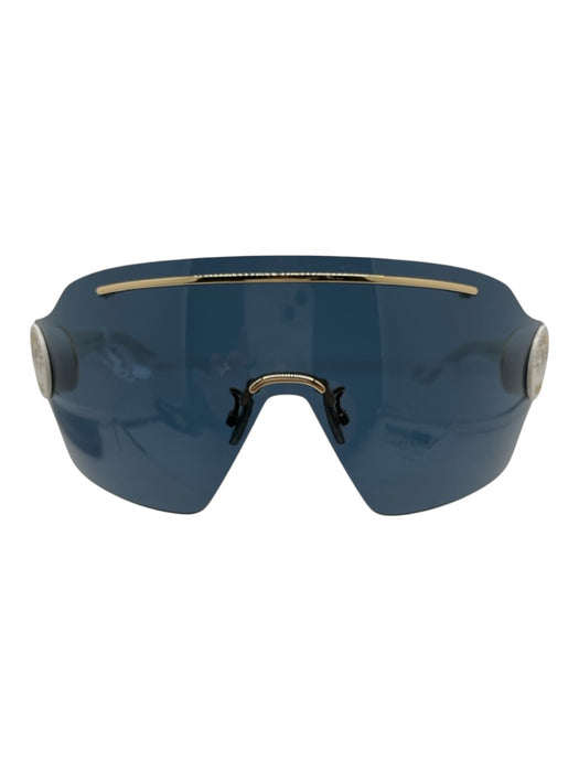 Christian Dior White, Blue & Gold Acetate Large lens Blue Lens Sunglasses White, Blue & Gold