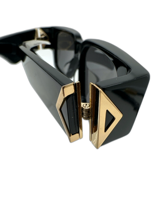 Christian Dior Black & Gold Acetate Tinted Gold Hardware Logo Narrow Sunglasses Black & Gold