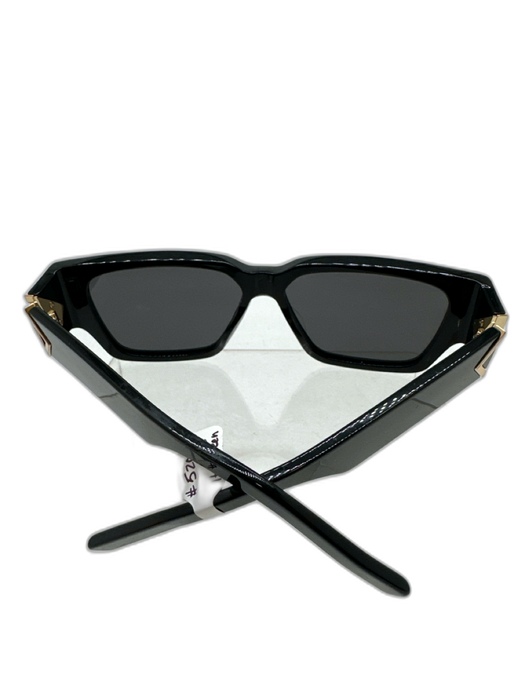 Christian Dior Black & Gold Acetate Tinted Gold Hardware Logo Narrow Sunglasses Black & Gold