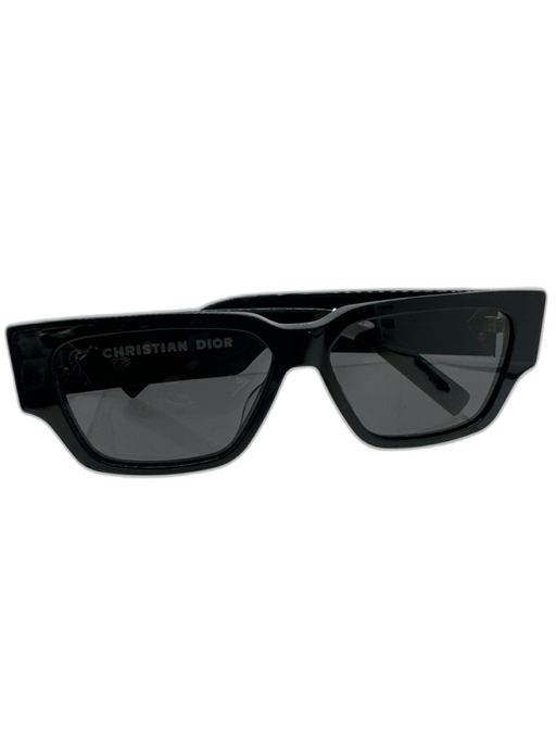 Christian Dior Black & Gold Acetate Tinted Gold Hardware Logo Narrow Sunglasses Black & Gold