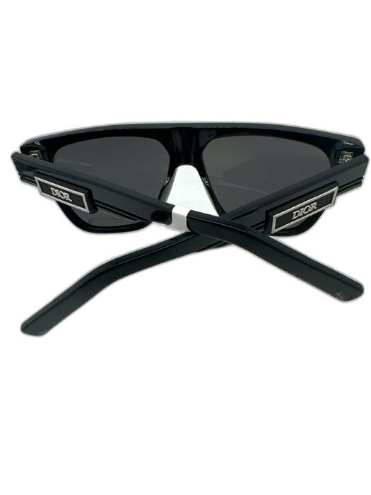 Christian Dior Black & White Acetate Logo Wayfarer Sunglasses Black & White