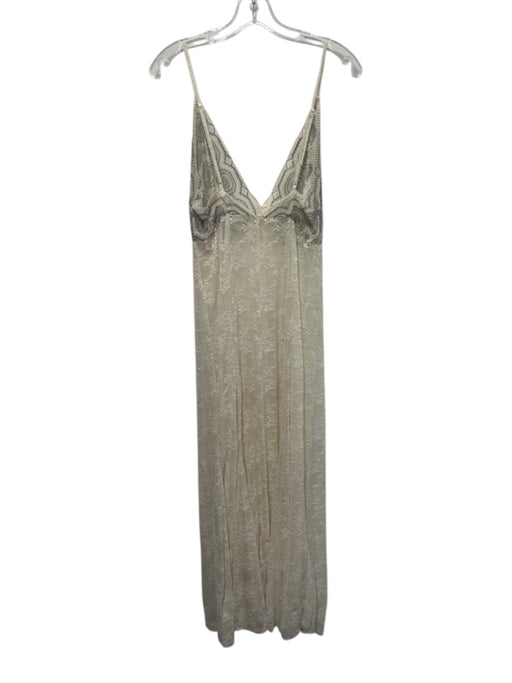 Intimately Free People Size Large Gray & Cream Nylon Blend Spaghetti Strap Dress Gray & Cream / Large
