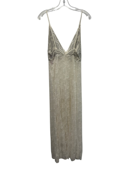 Intimately Free People Size Large Gray & Cream Nylon Blend Spaghetti Strap Dress Gray & Cream / Large