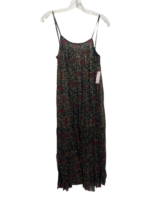 Raga Size Medium Burgundy, Yellow & Blue Viscose Blend Spaghetti Strap Dress Burgundy, Yellow & Blue / Medium