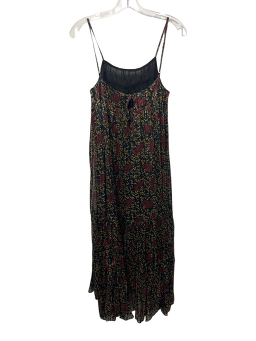 Raga Size Medium Burgundy, Yellow & Blue Viscose Blend Spaghetti Strap Dress Burgundy, Yellow & Blue / Medium