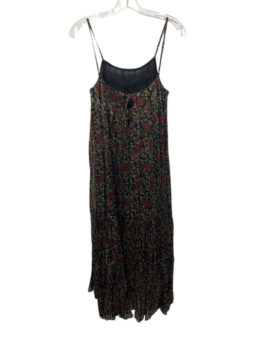 Raga Size Medium Burgundy, Yellow & Blue Viscose Blend Spaghetti Strap Dress Burgundy, Yellow & Blue / Medium