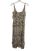 Raga Size Large Pink, Gray, Green Viscose Sleeveless Floral V Neck Midi Dress Pink, Gray, Green / Large