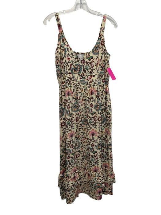 Raga Size Large Pink, Gray, Green Viscose Sleeveless Floral V Neck Midi Dress Pink, Gray, Green / Large