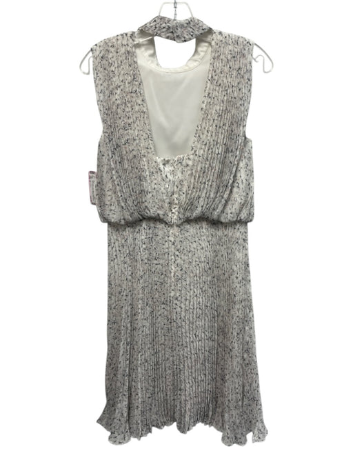 Mikael Aghal Size 6 White, Pink, Black Polyester Sleeveless Floral Pleated Dress White, Pink, Black / 6