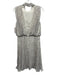 Mikael Aghal Size 6 White, Pink, Black Polyester Sleeveless Floral Pleated Dress White, Pink, Black / 6