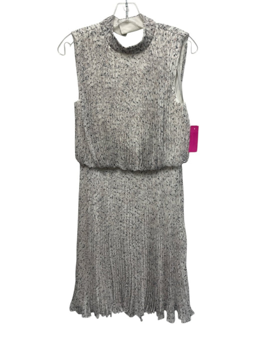 Mikael Aghal Size 6 White, Pink, Black Polyester Sleeveless Floral Pleated Dress White, Pink, Black / 6