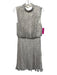 Mikael Aghal Size 6 White, Pink, Black Polyester Sleeveless Floral Pleated Dress White, Pink, Black / 6