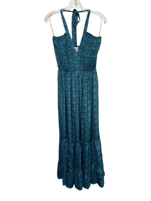 Raga Size Medium Blue, Green, Yellow Polyester Halter Tie Neck Floral Maxi Dress Blue, Green, Yellow / Medium