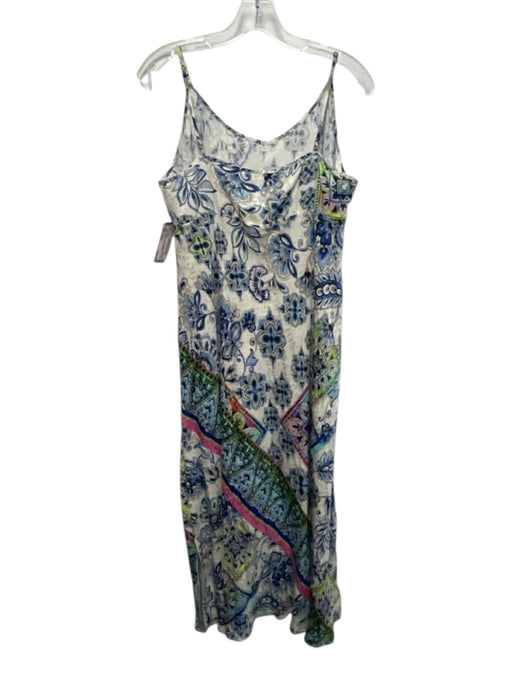 Johnny Was Size Large Blue, Pink, White Spaghetti Strap Floral Jacquard Dress Blue, Pink, White / Large