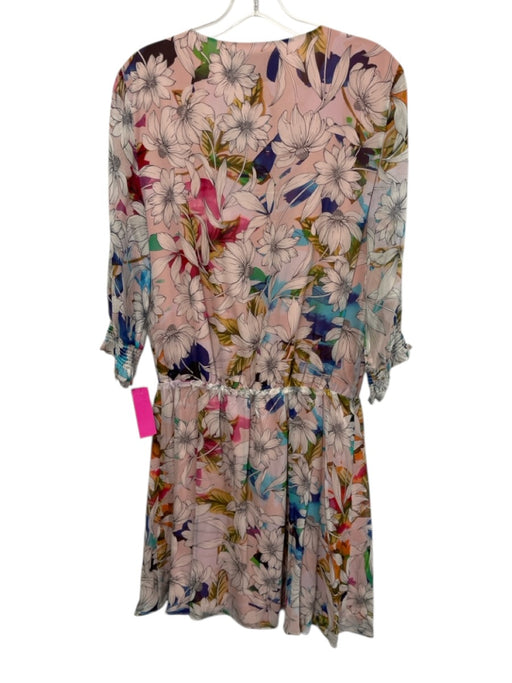 Nicole Miller Collection Size Large Pink, Blue, Green Silk Long Sleeve Dress Pink, Blue, Green / Large