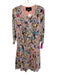 Nicole Miller Collection Size Large Pink, Blue, Green Silk Long Sleeve Dress Pink, Blue, Green / Large