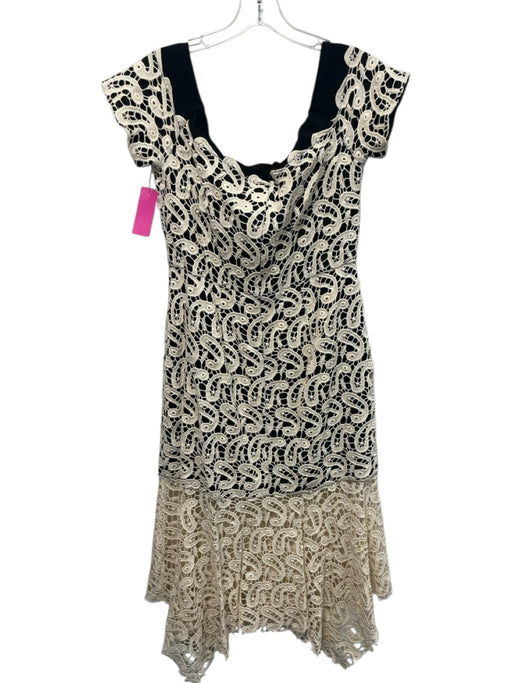 Nicole Miller Collection Size 12 Black & White Cap Sleeve Lace Paisley Gown Black & White / 12
