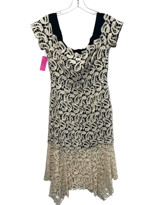 Nicole Miller Collection Size 12 Black & White Cap Sleeve Lace Paisley Gown Black & White / 12