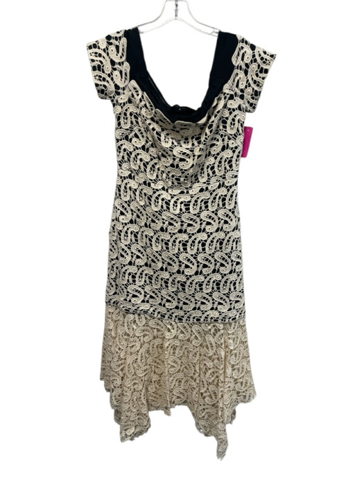 Nicole Miller Collection Size 12 Black & White Cap Sleeve Lace Paisley Gown Black & White / 12