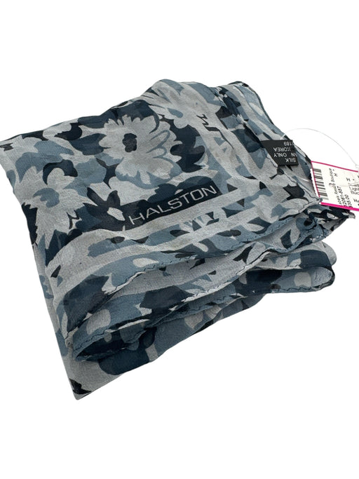 Halston Light Blue & Blue Silk Square Floral scarf Light Blue & Blue / Small