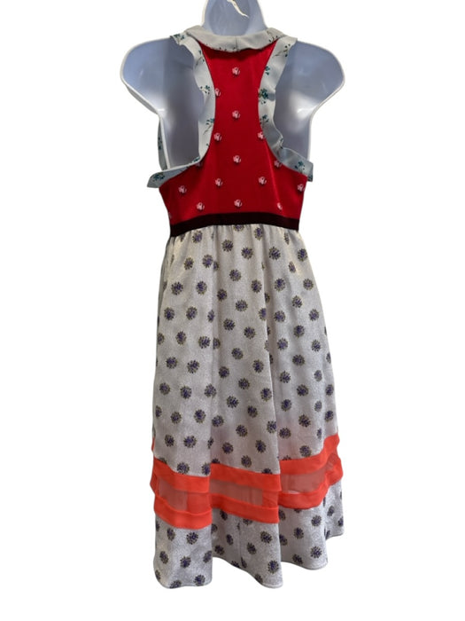 Valentino Size 38 Red, Pink & Blue Silk Floral Shimmer Detail Sleeveless Dress Red, Pink & Blue / 38