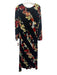 Rixo Size 8 Black, Red & Yellow Silk Floral Long Sleeve Diagonal Stripe Dress Black, Red & Yellow / 8