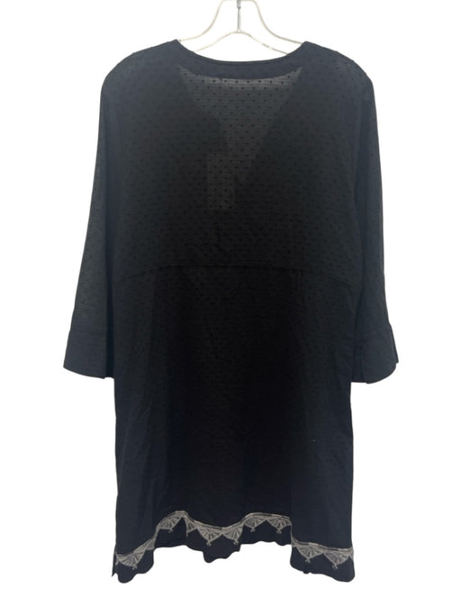 Calme Johnny Was Size S Black & Gray Cotton 3/4 Sleeve Swiss Dot V Neck Dress Black & Gray / S