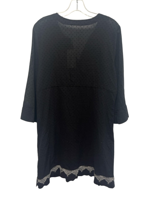 Calme Johnny Was Size S Black & Gray Cotton 3/4 Sleeve Swiss Dot V Neck Dress Black & Gray / S