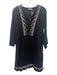 Calme Johnny Was Size S Black & Gray Cotton 3/4 Sleeve Swiss Dot V Neck Dress Black & Gray / S