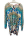 Johnny Was Size M Blue, Brown & Orange Silk Bandana Print Long Sleeve Dress Blue, Brown & Orange / M