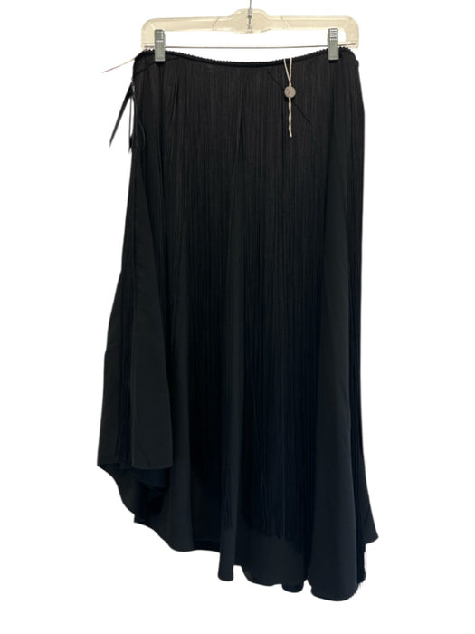Saint Laurent Size 34 Black Acetate Blend One Shoulder Fringe Side Zip Dress Black / 34