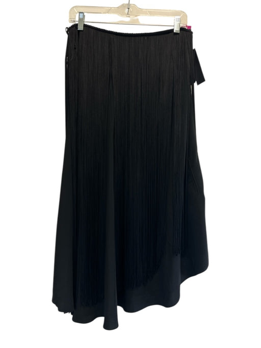 Saint Laurent Size 34 Black Acetate Blend One Shoulder Fringe Side Zip Dress Black / 34