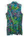 Emily McCarthy Size L Teal Blue, Pink & Green Cotton Blend Botanical Dress Teal Blue, Pink & Green / L