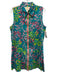 Emily McCarthy Size L Teal Blue, Pink & Green Cotton Blend Botanical Dress Teal Blue, Pink & Green / L