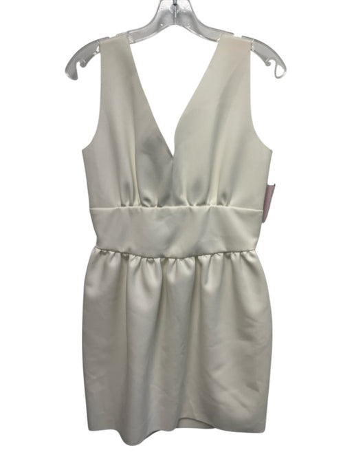 MSGM Size 42 White Polyester Blend Sleeveless V Neck Gathered Waist Dress White / 42