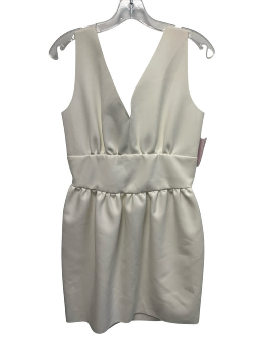 MSGM Size 42 White Polyester Blend Sleeveless V Neck Gathered Waist Dress White / 42