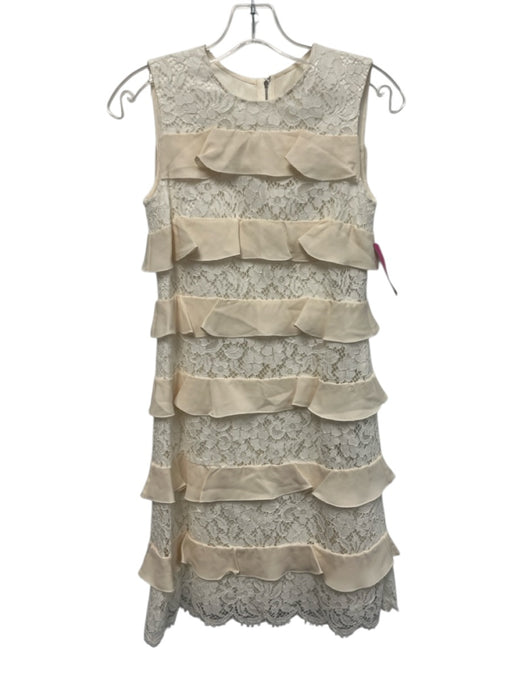 Dolce & Gabbana Size 36 Cream White Cotton Blend Floral Lace Overlay Dress Cream White / 36