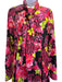 Versace Size 40 Black, Pink & Yellow Polyester Floral Logo Long Sleeve Dress Black, Pink & Yellow / 40