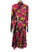 Versace Size 40 Black, Pink & Yellow Polyester Floral Logo Long Sleeve Dress Black, Pink & Yellow / 40