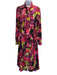 Versace Size 40 Black, Pink & Yellow Polyester Floral Logo Long Sleeve Dress Black, Pink & Yellow / 40