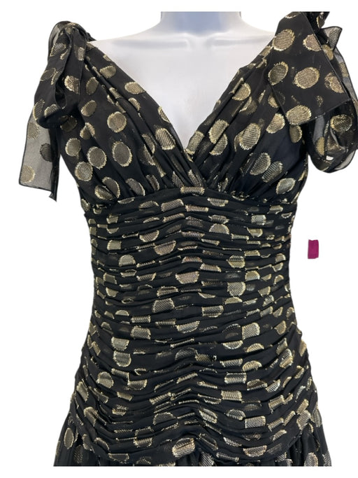 Dolce & Gabbana Size 36 Black & Gold Silk Blend Metallic Thread Sleeveless Dress Black & Gold / 36