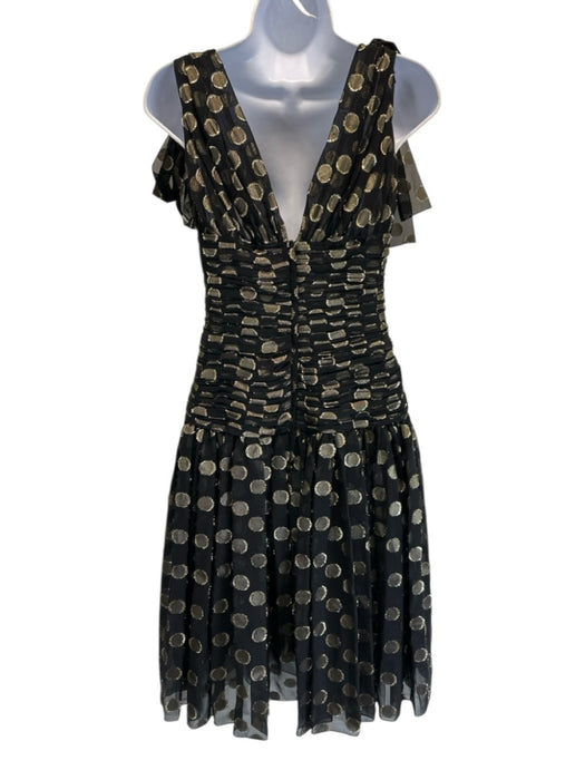 Dolce & Gabbana Size 36 Black & Gold Silk Blend Metallic Thread Sleeveless Dress Black & Gold / 36