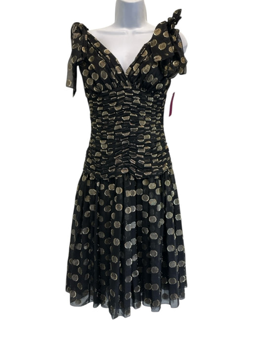 Dolce & Gabbana Size 36 Black & Gold Silk Blend Metallic Thread Sleeveless Dress Black & Gold / 36