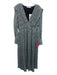 IRO Size 42 White, Teal & Orange Viscose Long Sleeve V Neck Geometric Dress White, Teal & Orange / 42