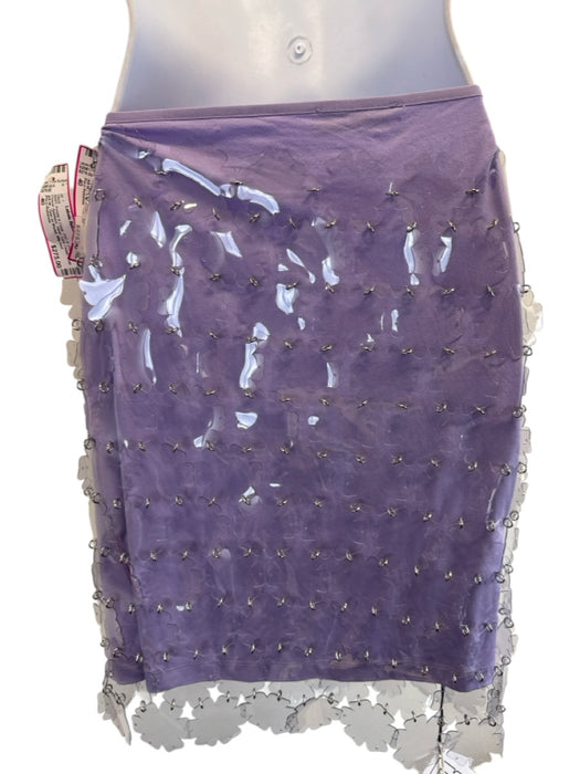 Paco Rabanne Size 40 Purple & Clear PVC & Viscose Flower Applique Mini Skirt Purple & Clear / 40